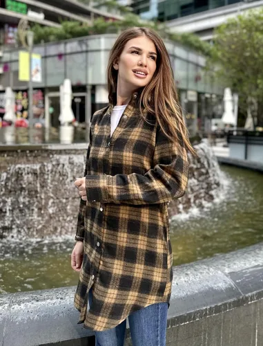 Vista 5 de Zeagoo Camisa de franela para mujer, de manga larga, a cuadros, con botones, con bolsillos