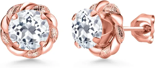 Vista 338 de Gem Stone King Aretes de plata de ley 925 de 0.236 in con piedra natal redonda para mujer