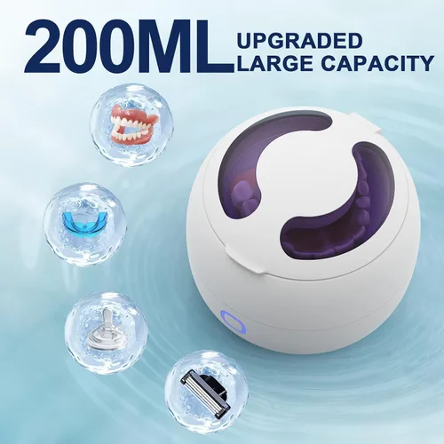 Vista 6 de Máquina limpiadora ultrasónica de retenedores 2025 – Limpiador de dentaduras postizas de 45 kHz para protectores nocturnos y bucales – Limpiador