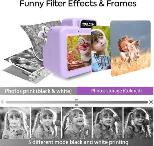 Vista 4 de Cámara instantánea para niños imprime fotos al instante, cámara de juguete que imprime imágenes, cámaras de impresión instantánea, regalo para niñas