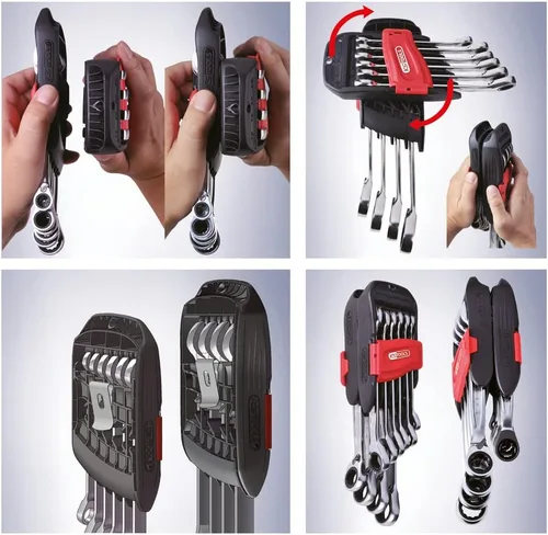 Vista 3 de KS Tools 503.4620 Juego de 10 llaves de trinquete dobles en soporte 8-10-11-12-13-14-16-17-0.709-0.748 in