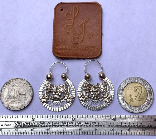 Vista 2 de Arracada Jerezana #3 1/2 double view, made of .950 sterling silver, via fast DHL.