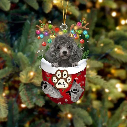 Vista 169 de Adornos personalizados de Pug cervatillo – Decoración personalizada para árbol de Navidad con patas de bolsillo de nieve