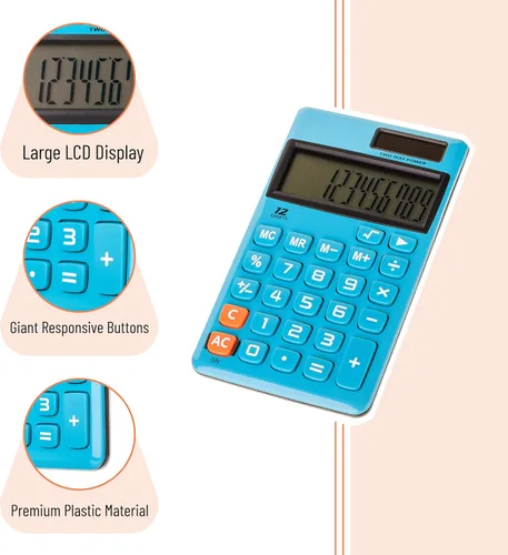 Vista 5 de Mr. Pen - Calculadora de función estándar, 12 dígitos, calculadora solar, calculadoras básicas de oficina (paquete de 2)