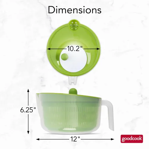Vista 12 de GoodCook Deluxe, para ensalada, 6 cuartos de galón de capacidad, perilla de giro fácil, boquilla de vertido integrada, cesta multiuso, duradero