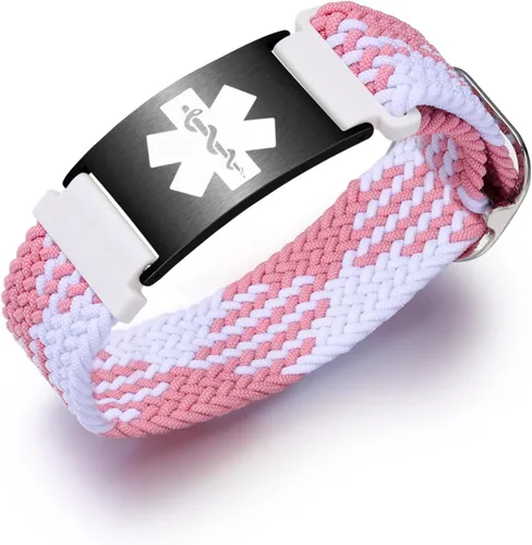 Vista 22 de Pulseras deportivas personalizadas de alerta médica para mujeres y hombres – Pulseras de identificación médica personalizadas con grabado gratuito