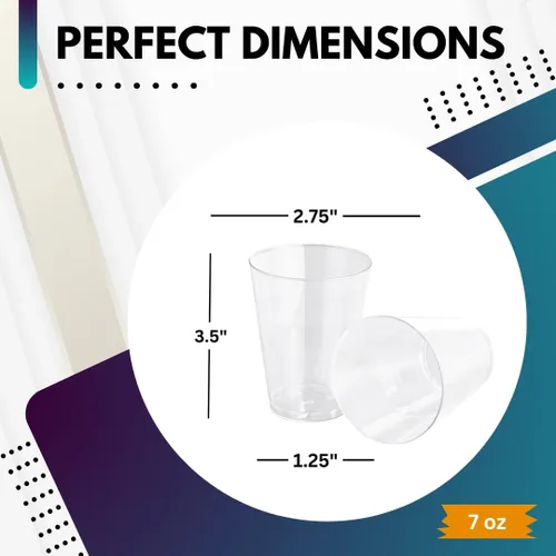 Vista 2 de Green Direct Vasos de plástico duro transparente de 7 onzas – Vasos desechables de plástico resistente para bodas, cócteles y bares – Vasos