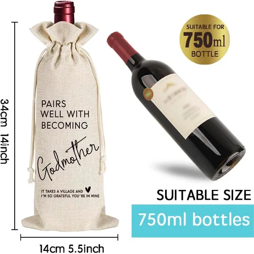 Vista 3 de EST 2026 - Regalos de copa de vino para madrina para mujeres, regalo de madrina por primera vez, regalo de anuncio de embarazo, regalos de bautismo
