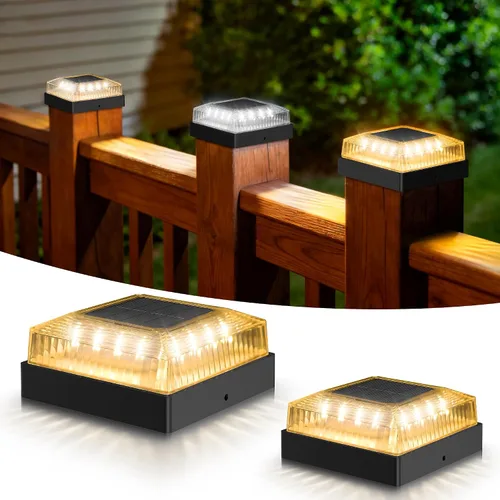 Vista 12 de Luces solares para postes de madera y vinilo de 4 x 4, paquete de 2 Negro mate