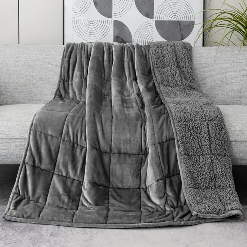 Vista 14 de Lofus Manta pesada para adultos (15 libras, 48 x 72 pulgadas), manta pesada lavable a máquina, mantas suaves con peso para aliviar el estrés y Negro