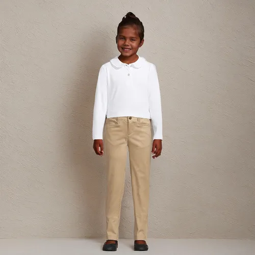 Vista 4 de Lands' End Camisa de punto de manga larga con volantes y cuello Peter Pan para niñas