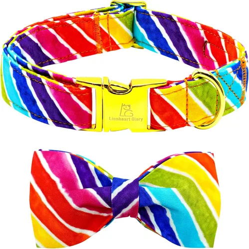 Vista 19 de Lionheart glory Collar de perro con bandera estadounidense del 4 de julio, collar con lazo para perro, Día de la Independencia, resistente