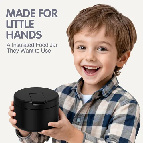 Vista 2 de LOHASOK Termo de sopa infantil de 12 onzas para comida caliente, tarro de comida aislado al vacío con tapa de hebilla, de acero inoxidable, boca