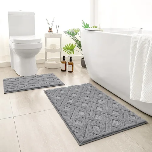 Vista 9 de HOMEIDEAS - Juego de alfombras de baño de 2 piezas, antideslizantes, lavables a máquina, de felpa extra suave y absorbente, para baño, tina y ducha