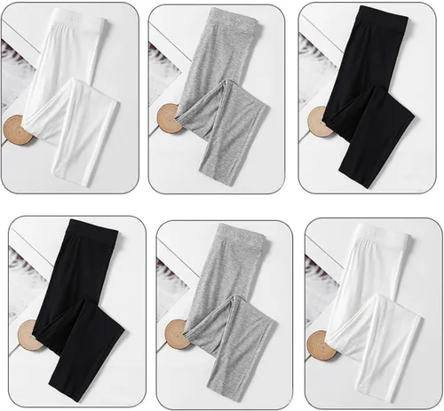 Vista 2 de Leggings básicos de algodón para niñas pequeñas, paquete de 3 leggings para niñas, pantalones largos, leggings activos para niñas