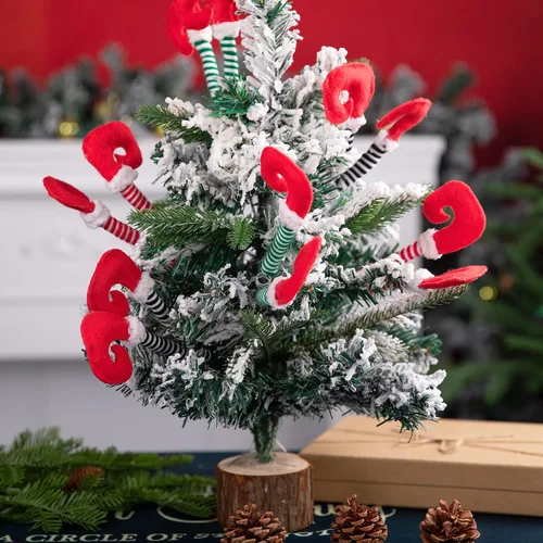 Vista 6 de 6 púas de peluche para patas de elfo, adornos para árbol de Navidad con alambre fijo para decoración del hogar y fiestas
