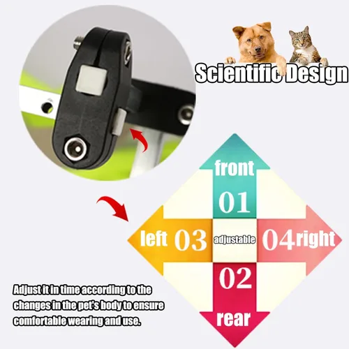 Vista 6 de Silla de ruedas ligera para perros para patas traseras, rodillera doble ajustable para artritis, parálisis y amputación, ruedas de ejercicio