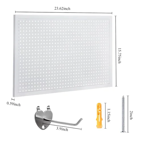 Vista 2 de Yaocom 6 paneles de metal para tablero de clavijas, 48 x 48 pulgadas en total, kit de combinación con ganchos de tablero de clavijas de corazón