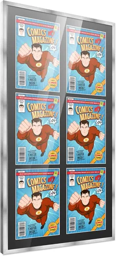 Vista 50 de Poster Palooza Marco de cómic con paspartú para 1 cómic de la Edad de Bronce publicado entre 1970 y 1985, marco de cómic negro para cómic de 7.25 x