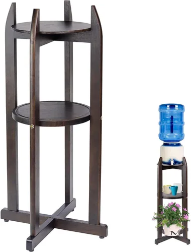 Vista 10 de Dispensador de agua de madera maciza natural (32.8 pulgadas de alto - 11.2 pulgadas de ancho) dispensador de bebidas con 2 estantes redondos