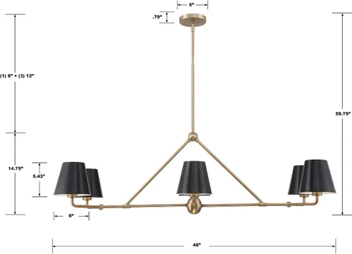 Vista 2 de Crystorama Xavier - Candelabro lineal dorado vibrante de 6 luces oro (Vibrant Gold)