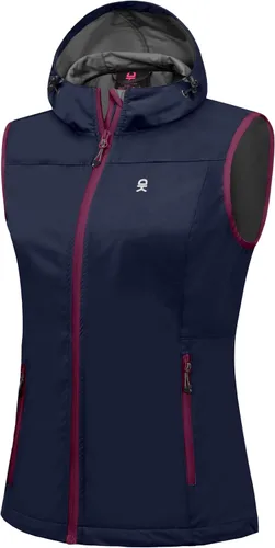 Vista 8 de Little Donkey Andy Chaleco Softshell Ligero para Mujer, Chaqueta sin Mangas Resistente al Viento para Correr, Senderismo y Viajes Negro