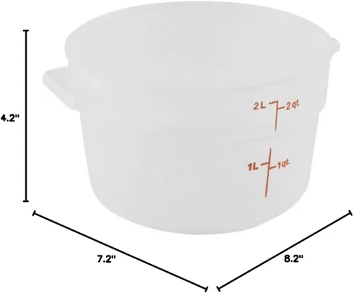 Vista 2 de Cambro (RFS2PP190) Contenedor redondo de polipropileno para almacenamiento de alimentos de 2 cuartos - Camwear