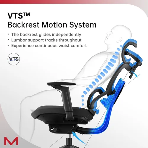 Vista 4 de S3P Silla de oficina ergonómica con asiento de espuma de alta densidad y respaldo deslizante VTS - Silla de escritorio con respaldo alto