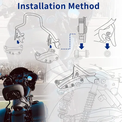 Vista 5 de AUFER Respaldo vertical desmontable del pasajero con almohadilla de respaldo compatible con Touring Road King Street Glide Electra Glide Road Glide