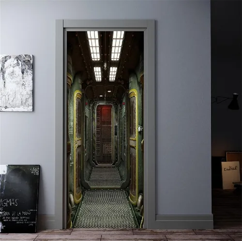 Vista 15 de artfanke Adhesivo de puerta 3D Despegable y pegable 76.95 cm x 200 cm - Envolturas de puerta autoadhesivas Murales Papel tapiz - Habitación