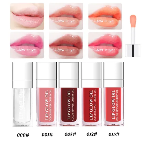 Vista 2 de Aceite de brillo labial, aceite hidratante para labios tintado, bálsamo labial transparente, brillo labial voluminoso, aceite labial transparente