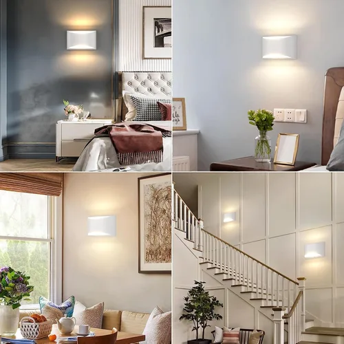 Vista 6 de Tipace Modernos apliques LED de pared para interiores, 2 paquetes de luces de pared interiores cableadas de aluminio hacia arriba y hacia abajo, luz