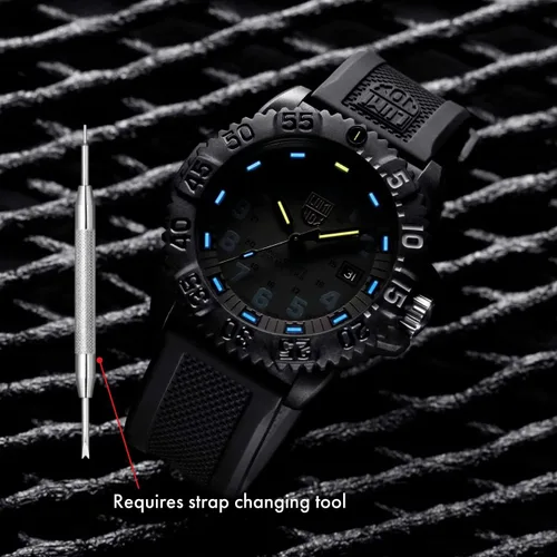 Vista 4 de Luminox Correa de reloj de goma negra 3050 Navy SEAL Colormark Series para hombre