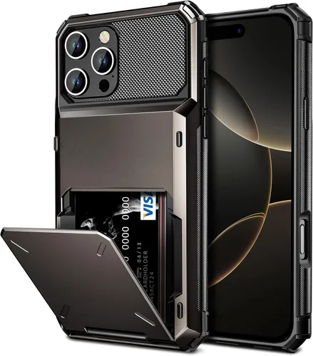 Vista 15 de Vofolen Funda para iPhone 16 con tarjetero tipo cartera negra Negro
