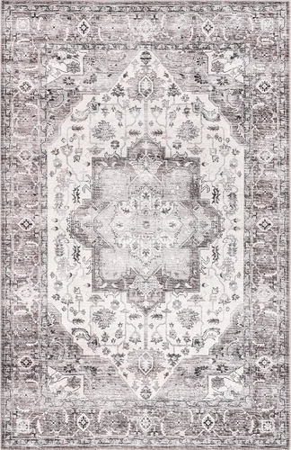 Vista 4 de nuLOOM Alfombra protectora contra salpicaduras de 4 x 6 pies, lavable a máquina, con superficie impermeable a prueba de derrames, parte trasera