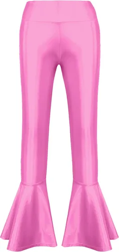Vista 3 de Pantalones acampanados metálicos brillantes para niñas y niños, con lentejuelas, con volantes, para danza, yoga, leggings