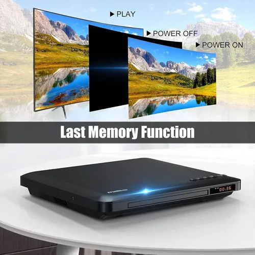 Vista 6 de Reproductor de DVD ultra delgado, reproductores de DVD HDMI AV más delgados para TV, diseño de 0.6 pulgadas con píxeles HD libres de región