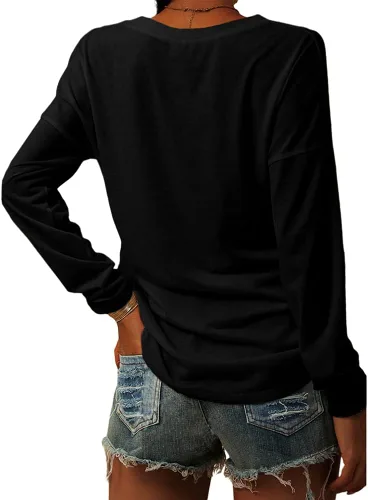 Vista 3 de Viandso Womens Casual Crew Neck Long Sleeve Shirts Basic Loose T Shirt Tops