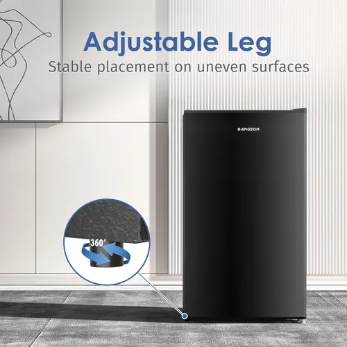 Vista 6 de BANGSON Mini refrigerador con congelador, 3.2 pies cúbicos, refrigerador pequeño de una sola puerta, eficiencia energética, bajo ruido, mini Negro