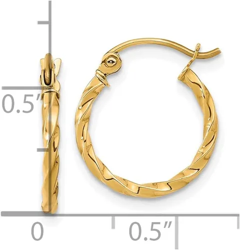 Vista 3 de Aretes de aro trenzados de oro de 10 quilates para mujer Aretes de oro real para mujer Aretes de oro macizo de 10 quilates de oro
