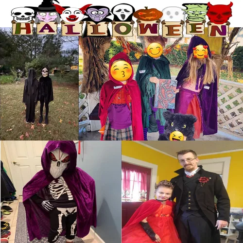 Vista 6 de Capa larga con capucha de terciopelo para Navidad, Halloween, capa de disfraces con capucha para mascarada