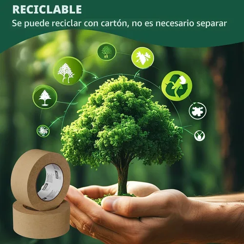 Vista 6 de EFOK 6 rollos de cinta de embalaje marrón de 2 pulgadas al por mayor, cinta de embalaje de papel kraft actualizada 2025, 2 pulgadas x 55 yardas