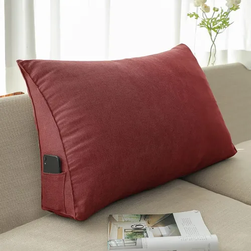 Vista 15 de Almohada triangular de cuña negra y gris para sentarse en la cama, cojín de cuña para respaldo, soporte lumbar de espalda, almohada tapizada
