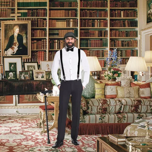 Vista 6 de WILDPARTY Disfraz de los años 20 para hombre, accesorios de disfraz de Gatsby de la mafia para hombres, gorra plana para hombre para fiesta