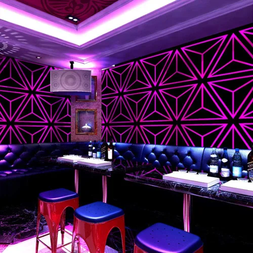 Vista 5 de DAWEI Patrón geométrico de moda 3D reflectante triángulo de PVC intermitente papel pintado barra de karaoke caja temática fondo pared 1.73 pies