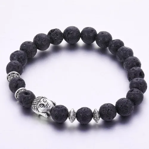 Vista 5 de Joya brazalete con gemas redondas de 8 mm, brazalete para los chacras, regalo de cumpleaños