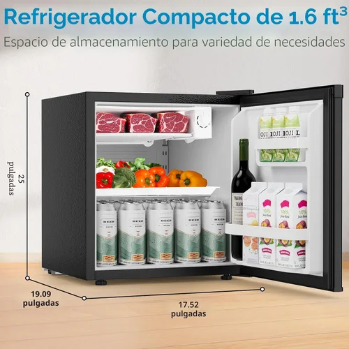 Vista 3 de [Usado] COWSAR Mini refrigerador de 1.6 pies cúbicos con congelador, refrigerador compacto con 7 ajustes de temperatura, refrigerador pequeño