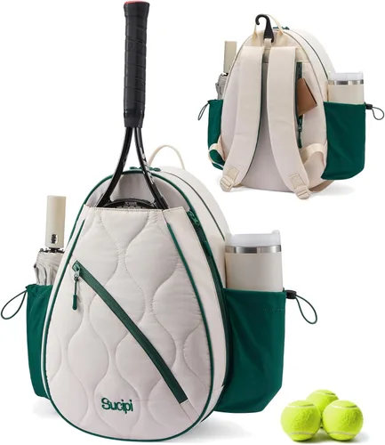 Vista 9 de Mochila de tenis Sucipi para mujeres y hombres, mochila para raquetas de tenis resistente al agua y lavable a máquina, bolsa deportiva ligera