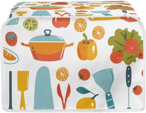 Vista 29 de chaqlin Cubierta para tostadora con estampado de chocolate, 2 rebanadas, resistente a las manchas, cubierta para horno de pan de diseño divertido