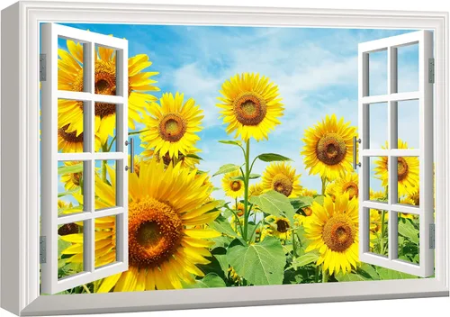 Vista 40 de wall26 - Cuadro en lienzo para pared, vista de ventana, río neón turquesa, rápido, bosque, lago, arroyo, naturaleza salvaje, fotografía, realismo